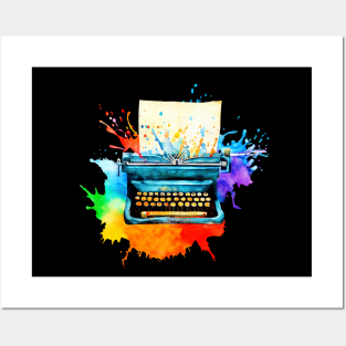 Watercolor Typewriter Writing Gift for Writer Creative Retro Posters and Art